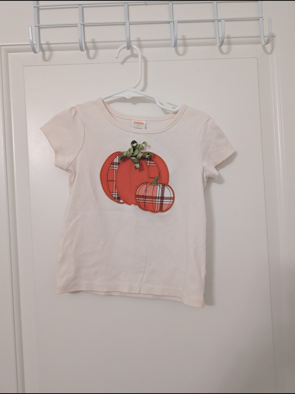 Gymboree‎ Pumpkin Plaid Appliqué Tee 3T Fall Halloween Cotton